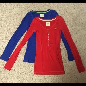 Set of two, long sleeve Henley tees!